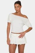 Chic ButterCloud Slouchy Off-Shoulder Top in Coconut