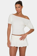Chic ButterCloud Slouchy Off-Shoulder Top in Coconut