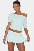 Chic ButterCloud Slouchy Off-Shoulder Top in Peppermint