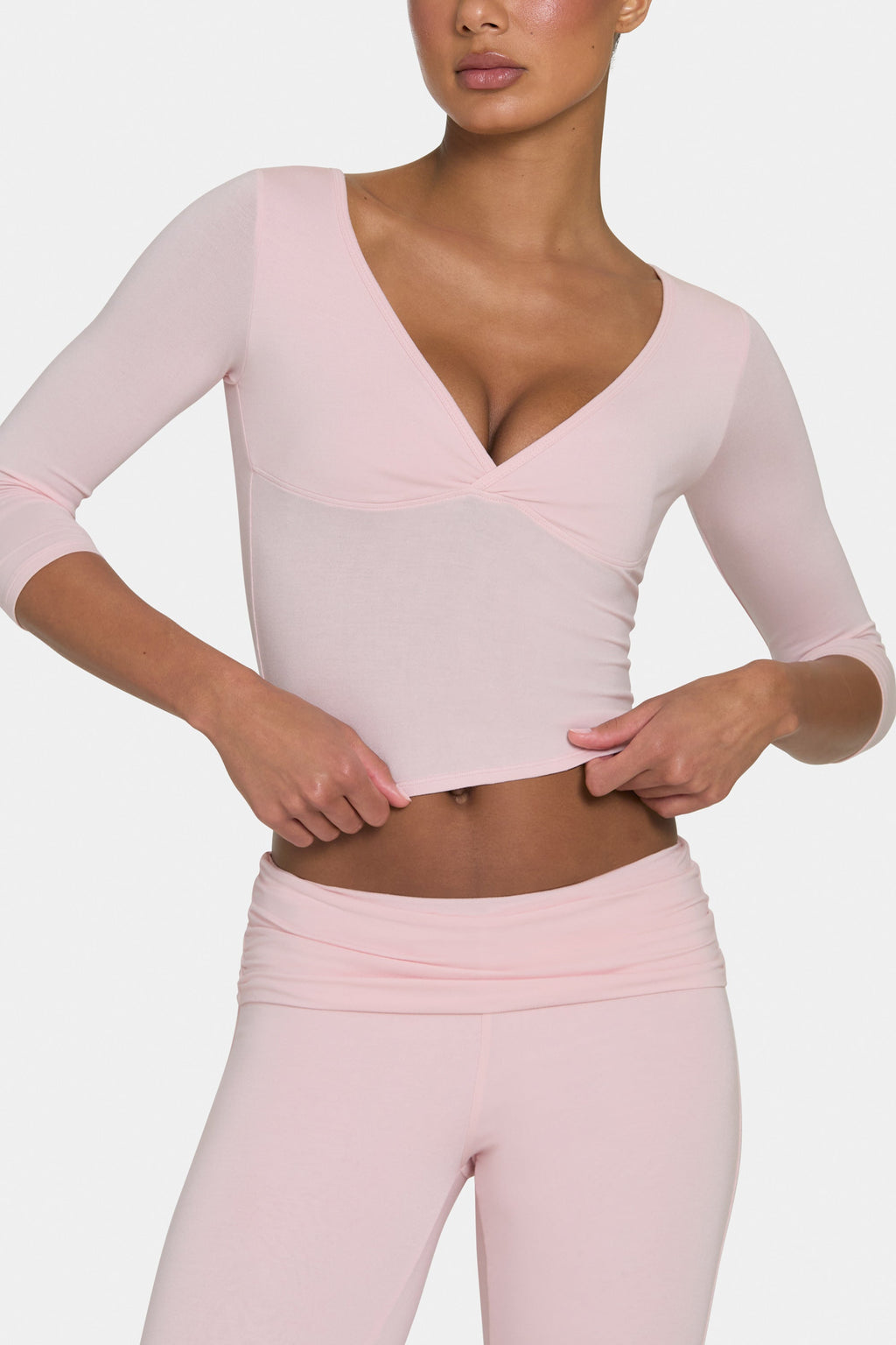 Chic ButterCloud 34 Sleeve Top in Blush