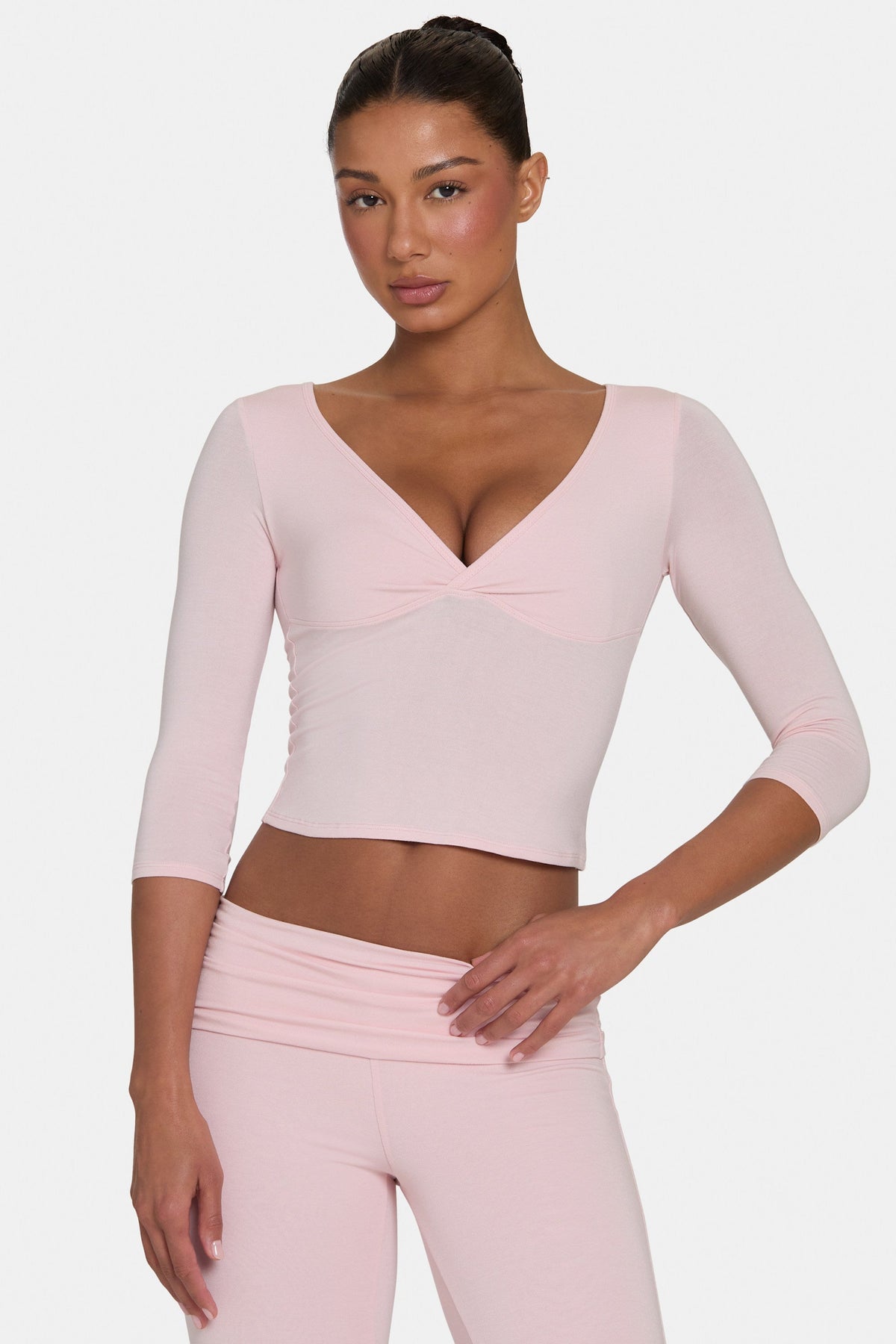 Chic ButterCloud 34 Sleeve Top in Blush