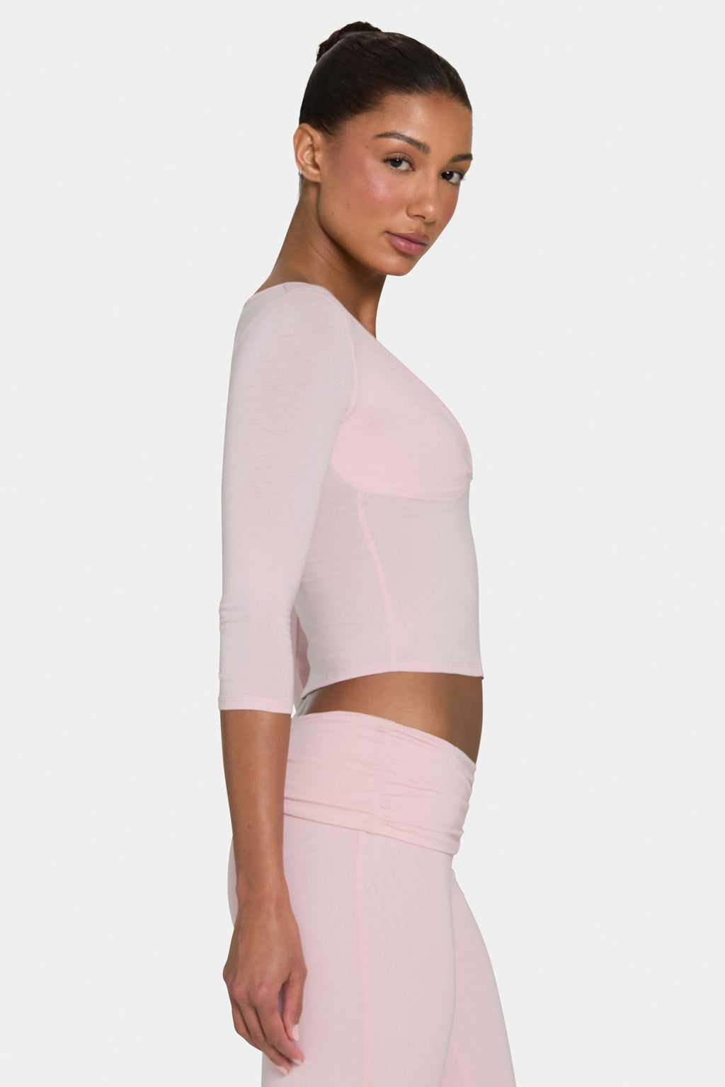 Chic ButterCloud 34 Sleeve Top in Blush
