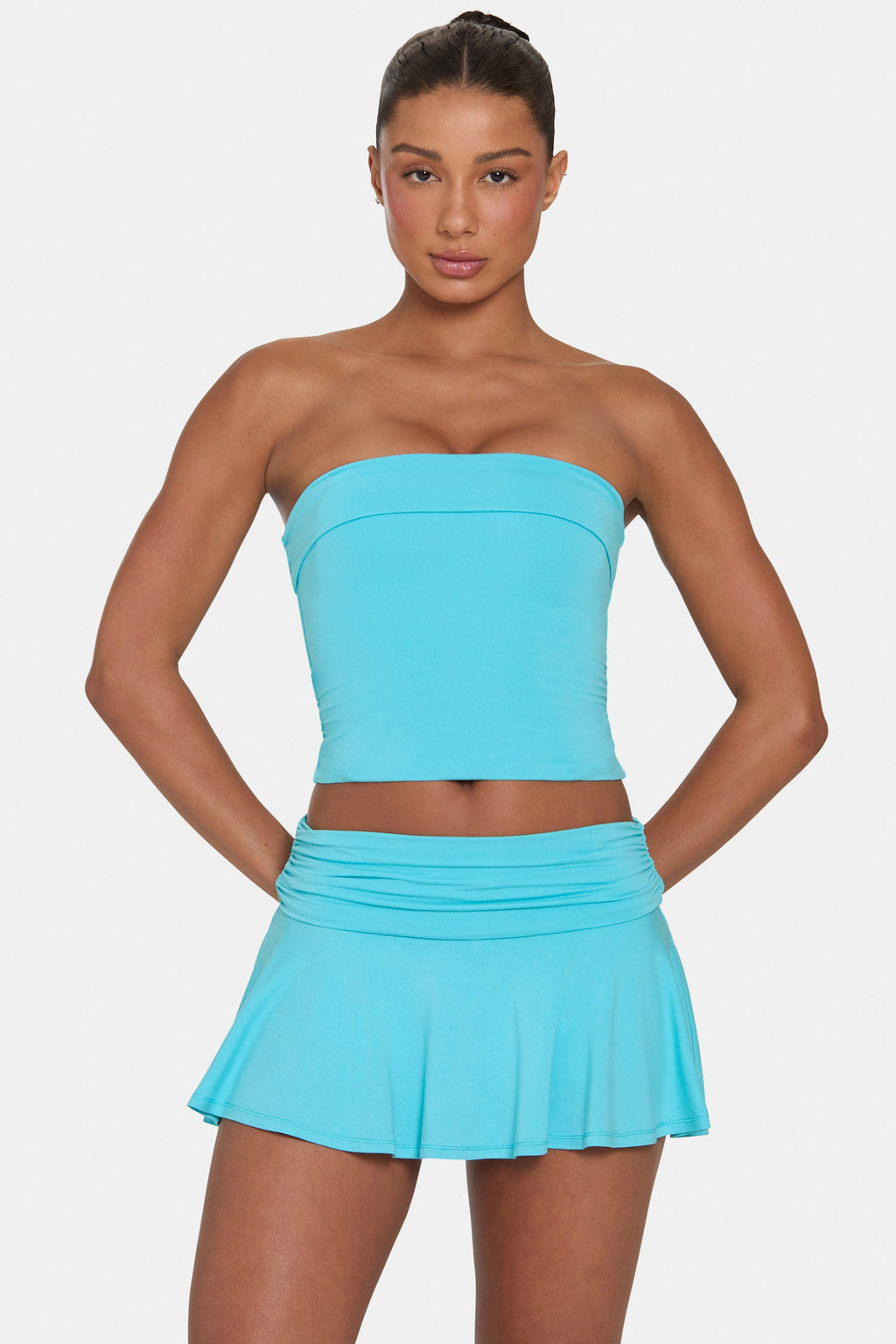 Chic ButterCloud Mini Skort in Aqua