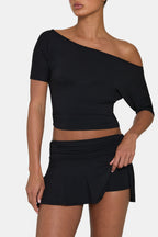 Chic ButterCloud Mini Skort in Black