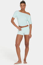 Chic ButterCloud Mini Foldover Shorts in Peppermint