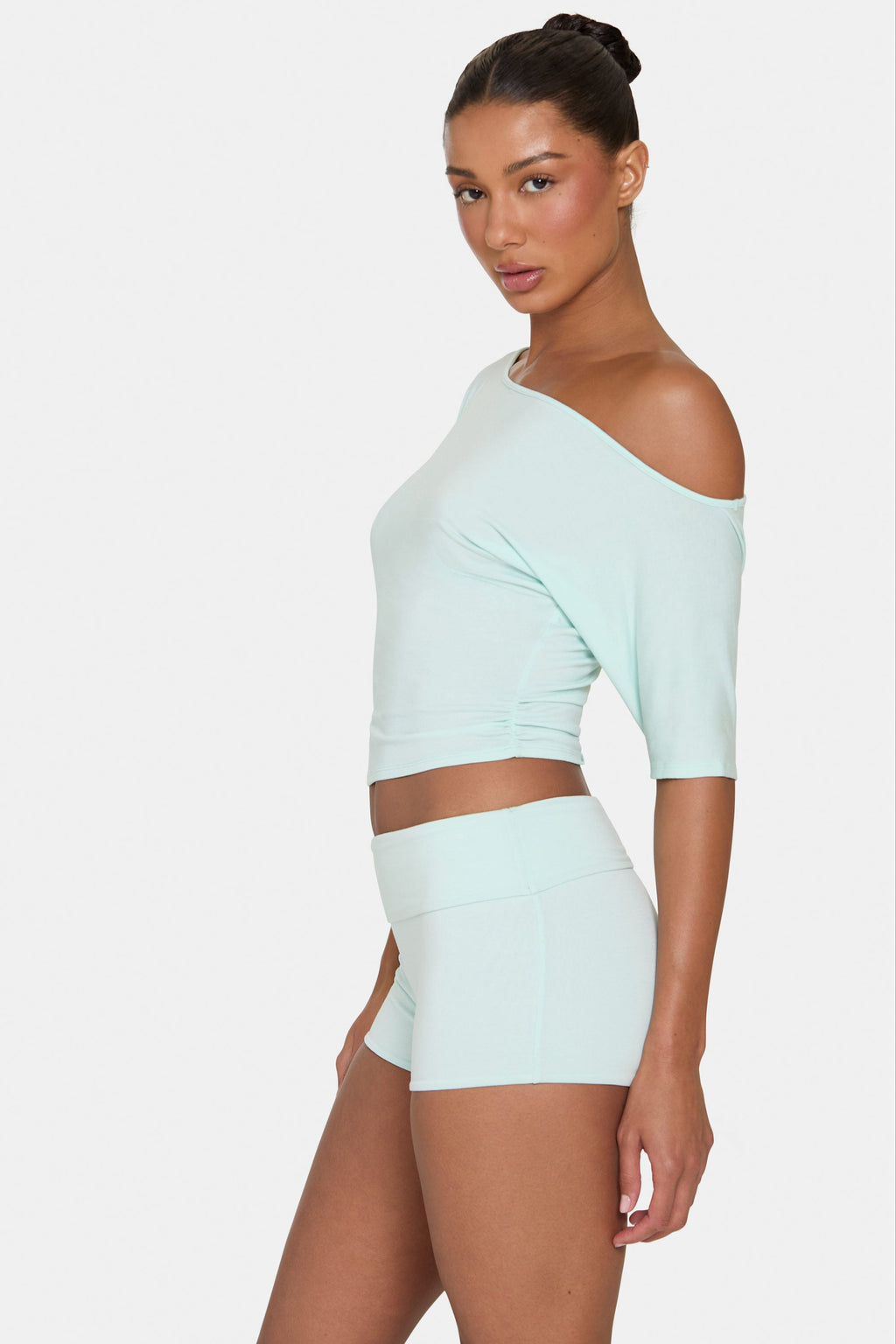 Chic ButterCloud Mini Foldover Shorts in Peppermint