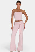 Chic ButterCloud Tie-Waist Wide-Leg Trousers in Blush