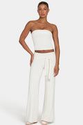 Chic ButterCloud Tie-Waist Wide-Leg Trousers in Coconut