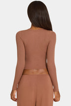 Chic ButterCloud Long-Sleeve Crop Top in Cocoa