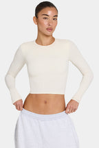 Chic ButterCloud Long-Sleeve Crop Top in Coconut