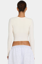 Chic ButterCloud Long-Sleeve Crop Top in Coconut