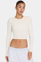 Chic ButterCloud Long-Sleeve Crop Top in Coconut