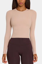 Chic ButterCloud Long-Sleeve Crop Top in Oatmeal