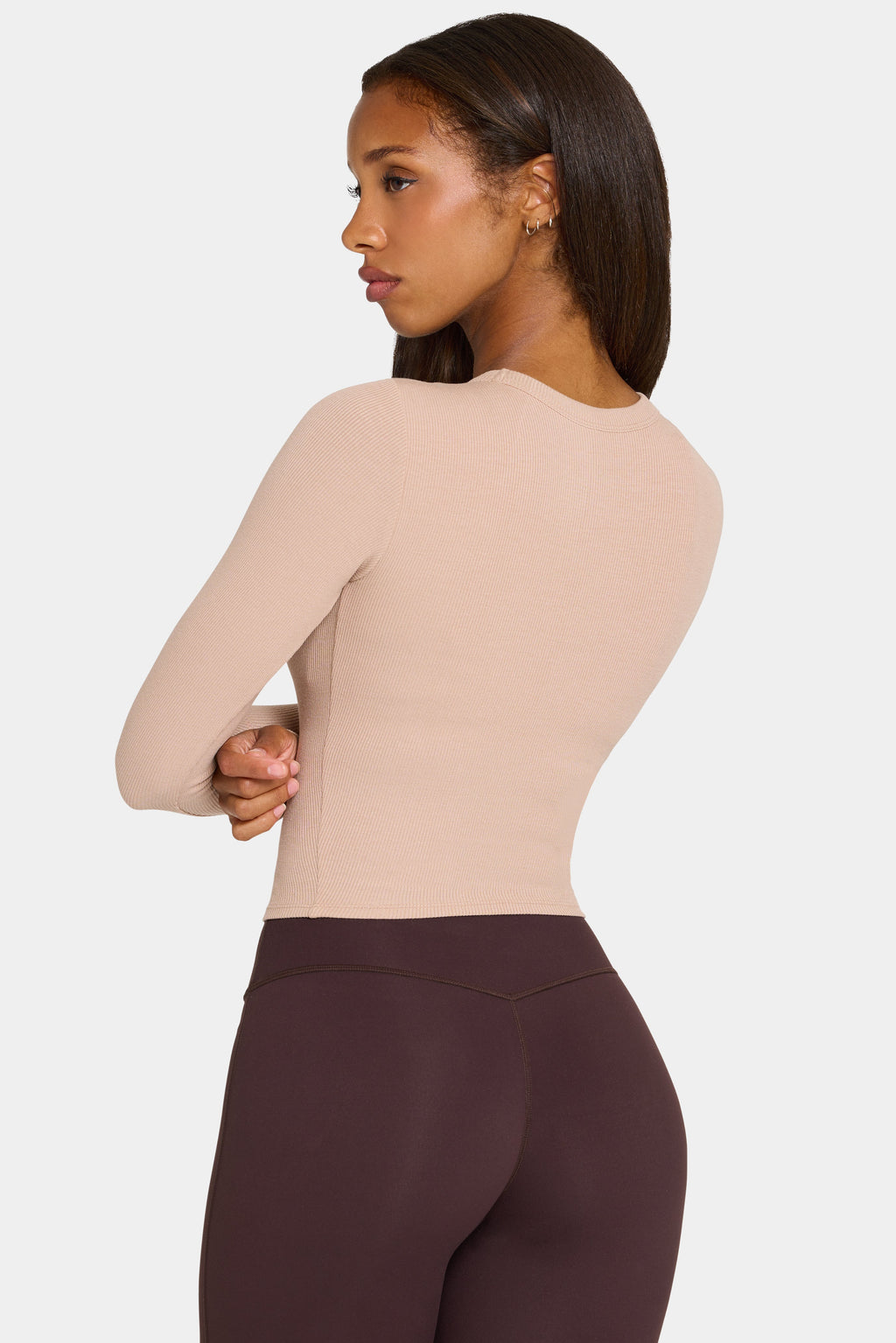 Chic ButterCloud Long-Sleeve Crop Top in Oatmeal