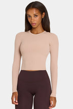 Chic ButterCloud Long-Sleeve Crop Top in Oatmeal