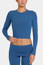 Chic ButterCloud Long-Sleeve Crop Top in Marine