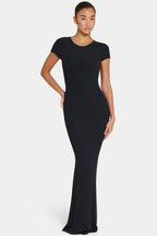 Chic ButterCloud Cap Sleeve Maxi Dress in Black