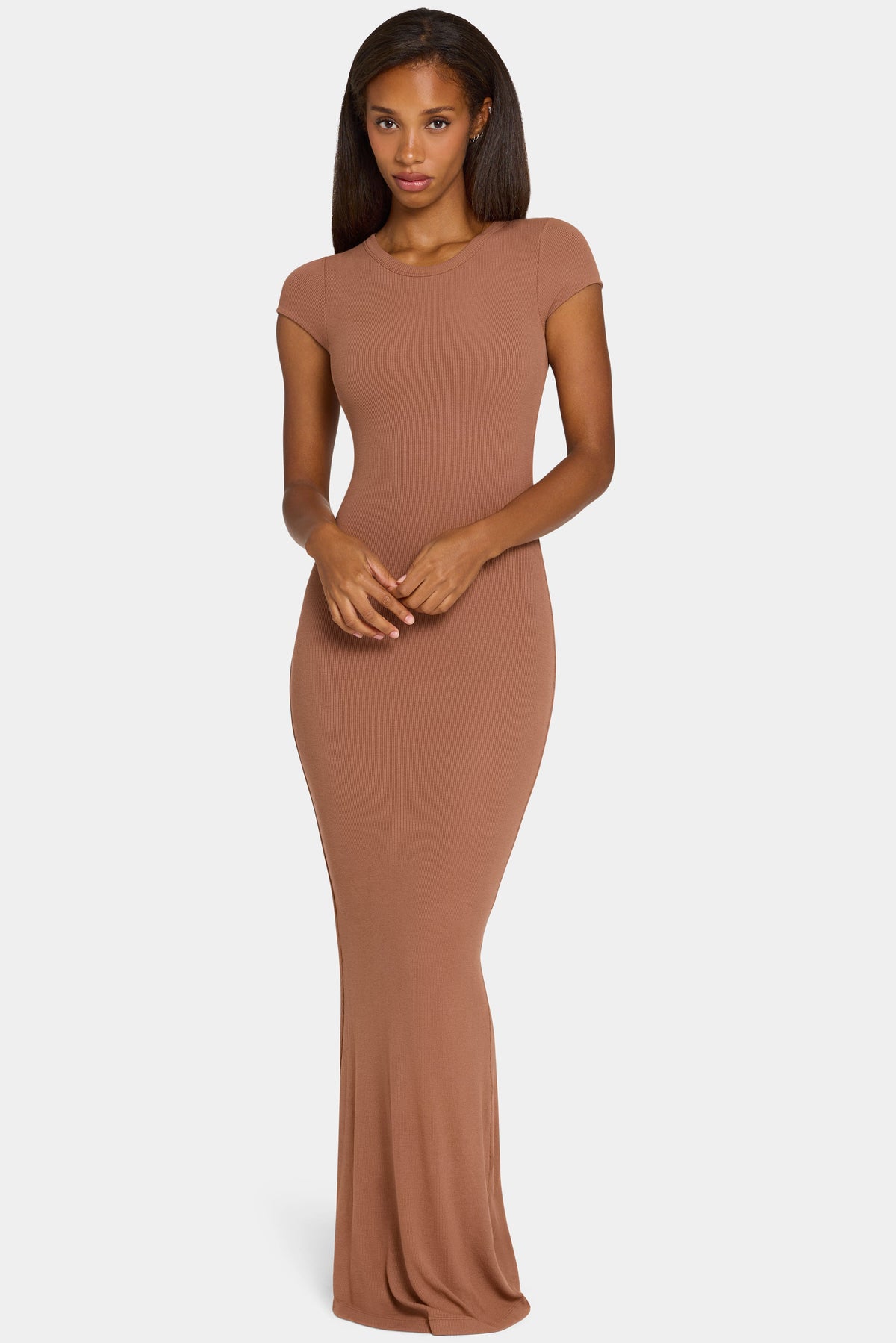 Chic ButterCloud Cap Sleeve Maxi Dress in Cocoa