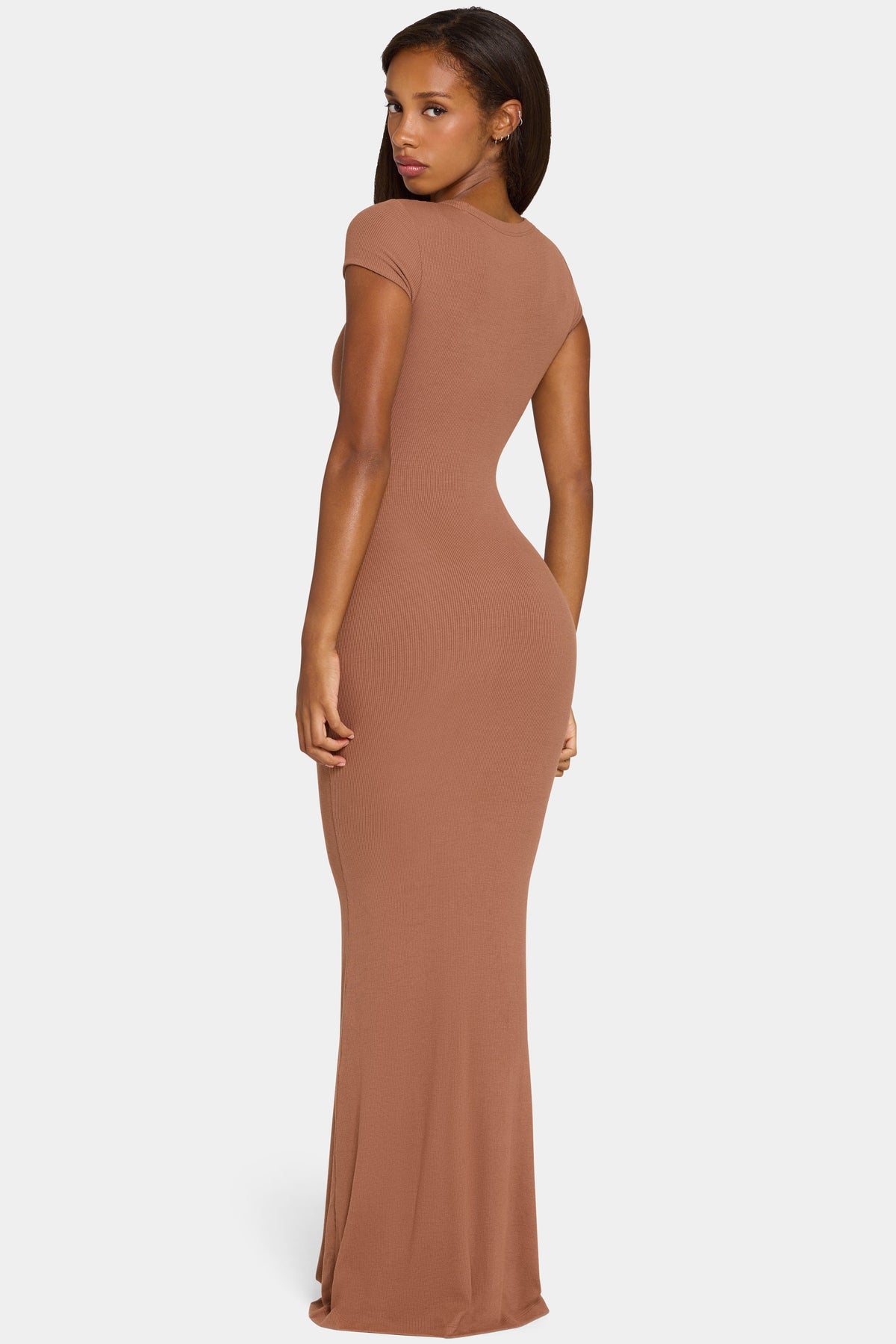 Chic ButterCloud Cap Sleeve Maxi Dress in Cocoa
