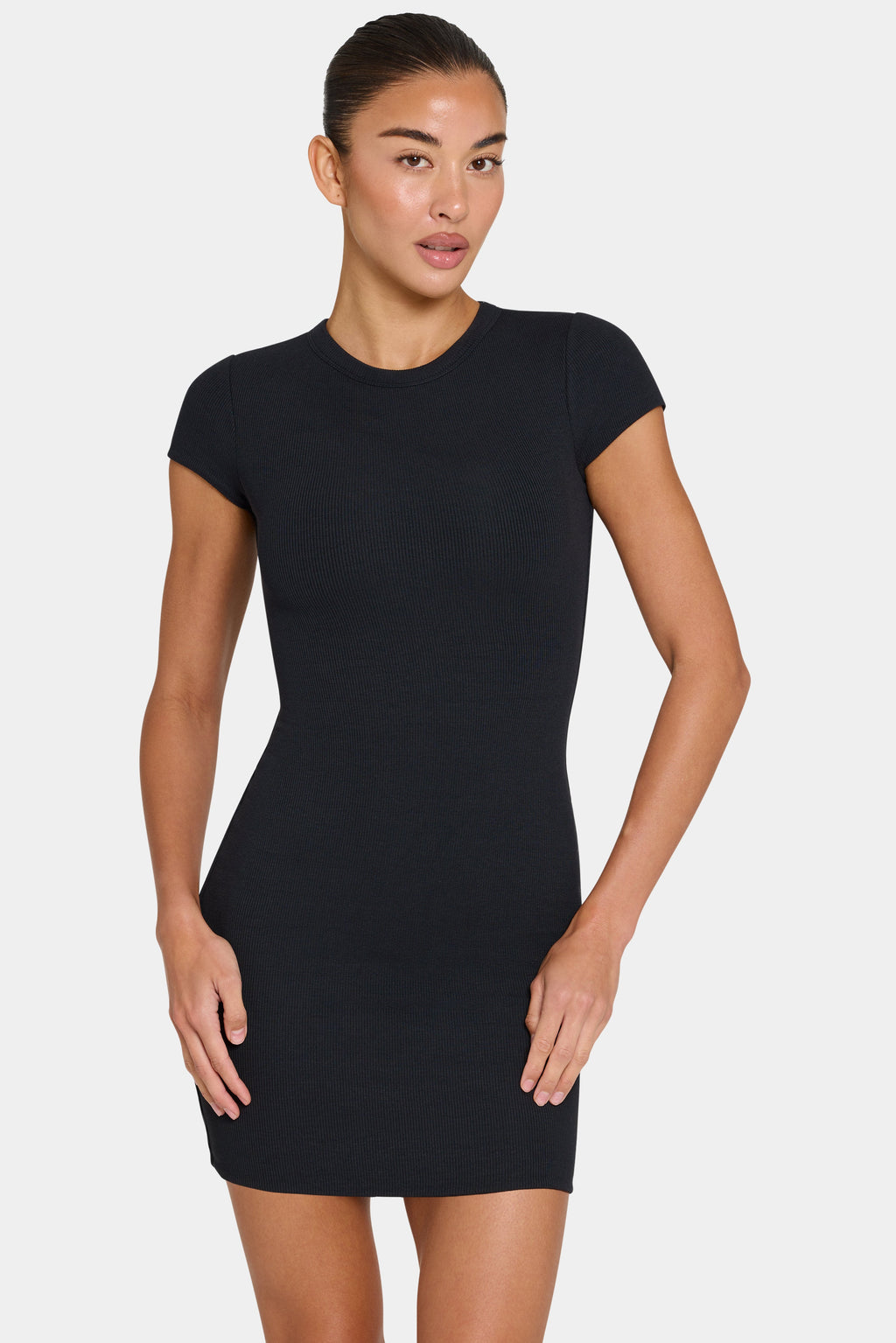 Chic ButterCloud Cap Sleeve Mini Dress in Black