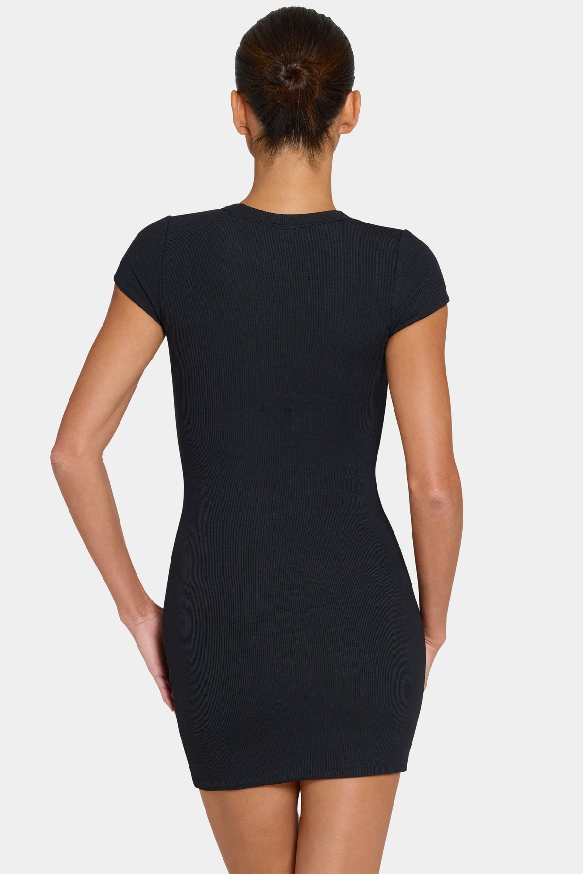 Chic ButterCloud Cap Sleeve Mini Dress in Black