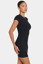 Chic ButterCloud Cap Sleeve Mini Dress in Black