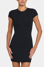 Chic ButterCloud Cap Sleeve Mini Dress in Black