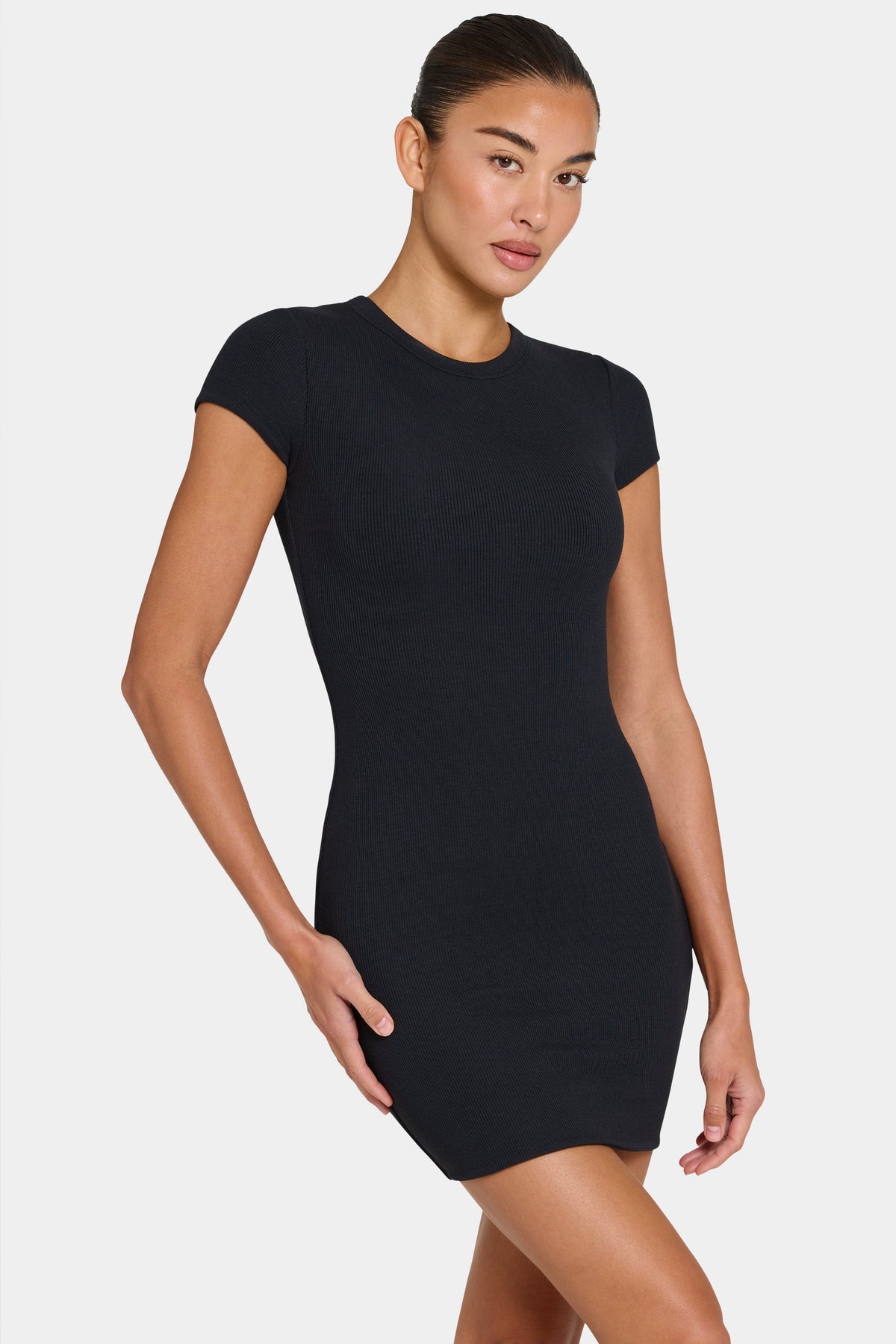 Chic ButterCloud Cap Sleeve Mini Dress in Black