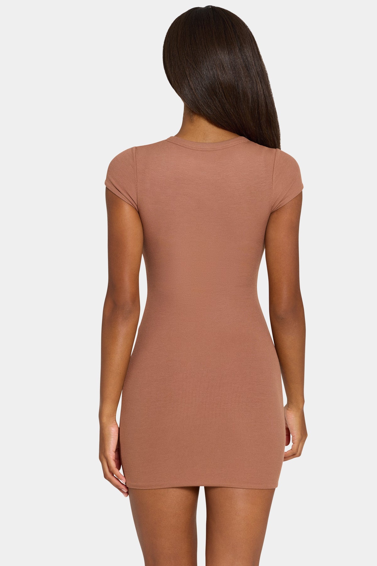 Chic ButterCloud Cap Sleeve Mini Dress in Cocoa