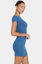 Chic ButterCloud Cap Sleeve Mini Dress in Marine