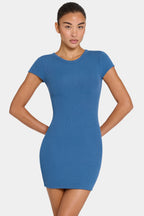 Chic ButterCloud Cap Sleeve Mini Dress in Marine