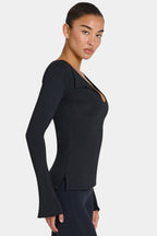 Chic ButterCloud Long-Sleeve Top in Black