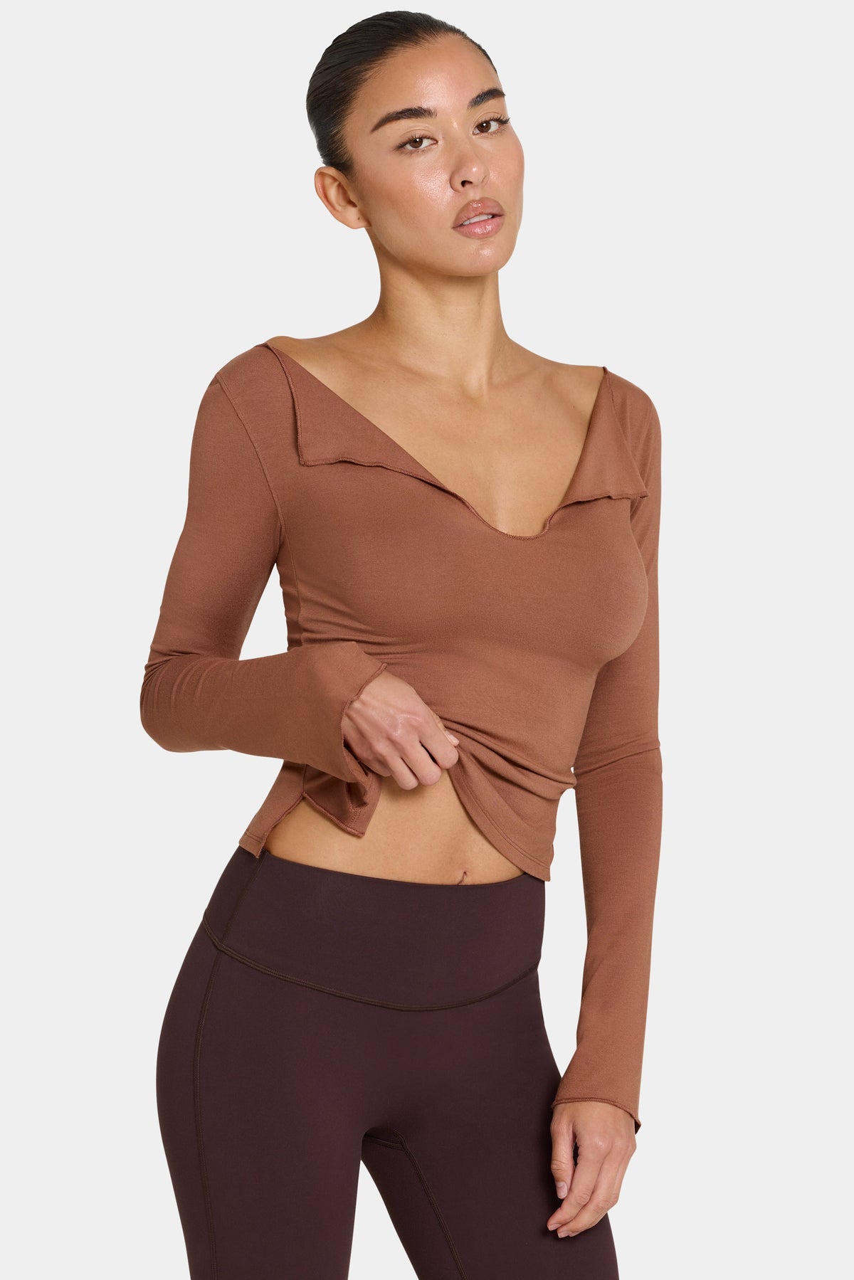 Chic ButterCloud Long-Sleeve Top in Cocoa
