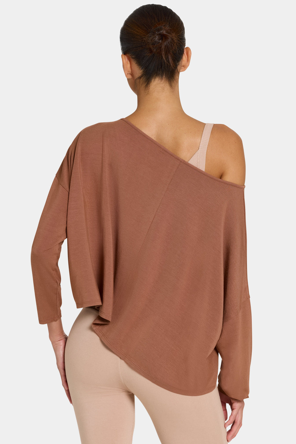 Chic ButterCloud Slouchy Off-Shoulder Top in Cocoa