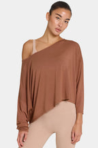 Chic ButterCloud Slouchy Off-Shoulder Top in Cocoa