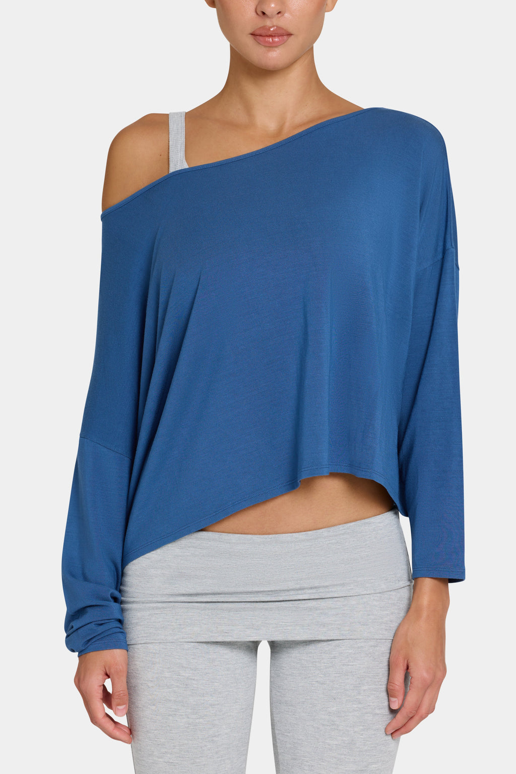 Chic ButterCloud Slouchy Off-Shoulder Top in Marine
