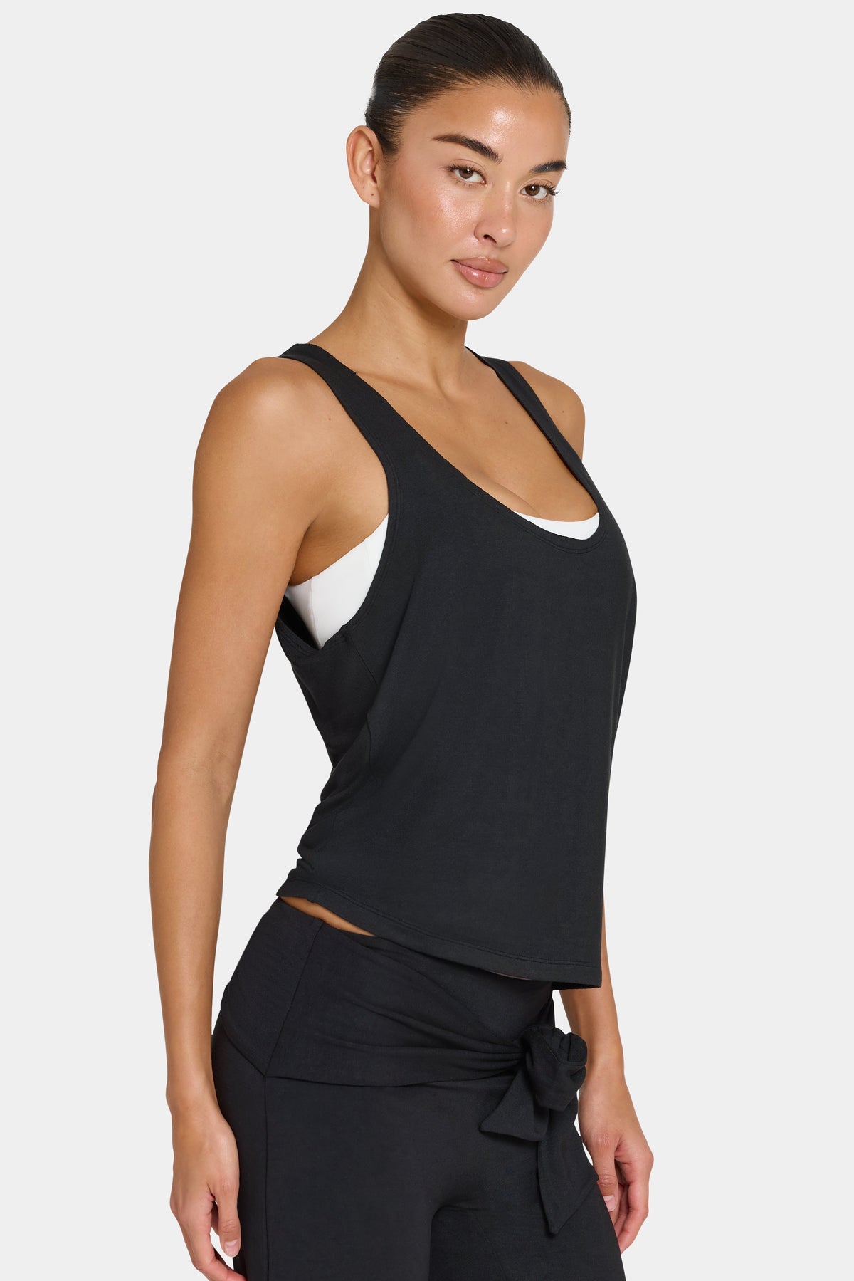 Chic ButterCloud Slouchy Tank Top in Black