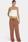 Chic ButterCloud Tie-Waist Wide-Leg Trousers in Cocoa