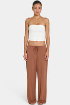 Chic ButterCloud Tie-Waist Wide-Leg Trousers in Cocoa