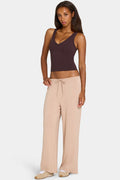 Chic ButterCloud Tie-Waist Wide-Leg Trousers in Oatmeal
