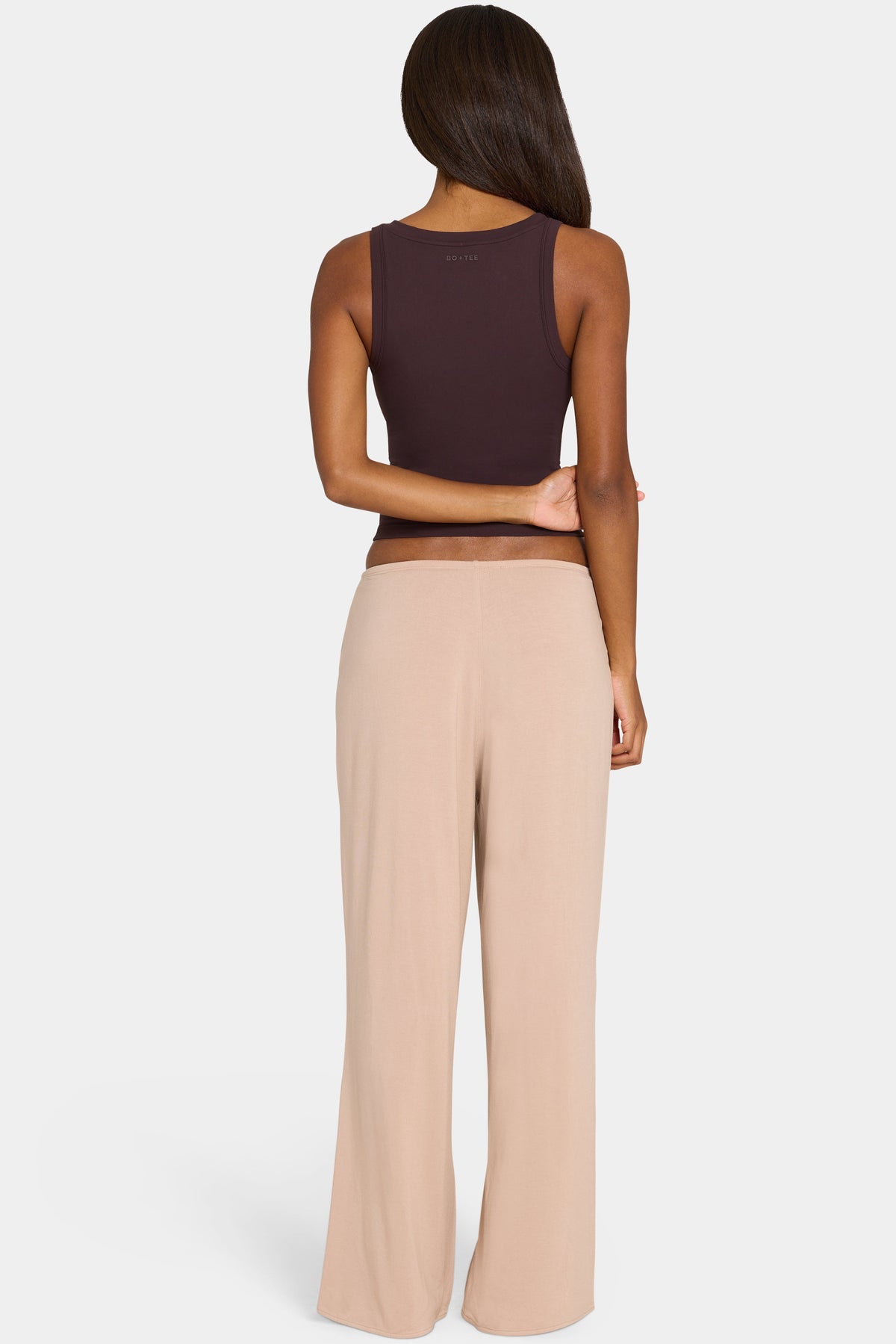 Chic ButterCloud Tie-Waist Wide-Leg Trousers in Oatmeal