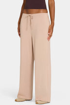Chic ButterCloud Tie-Waist Wide-Leg Trousers in Oatmeal
