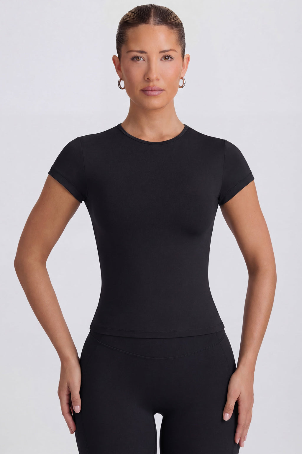 Chic Cut-Out Longline T-Shirt in Black