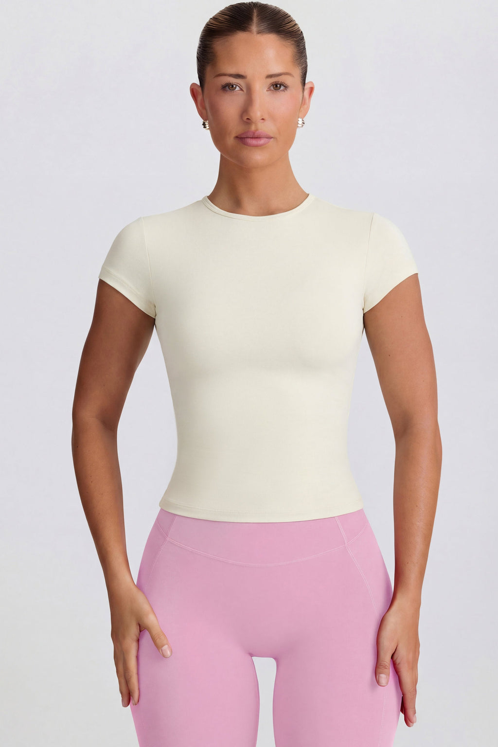 Chic Cut-Out Longline T-Shirt in Oat