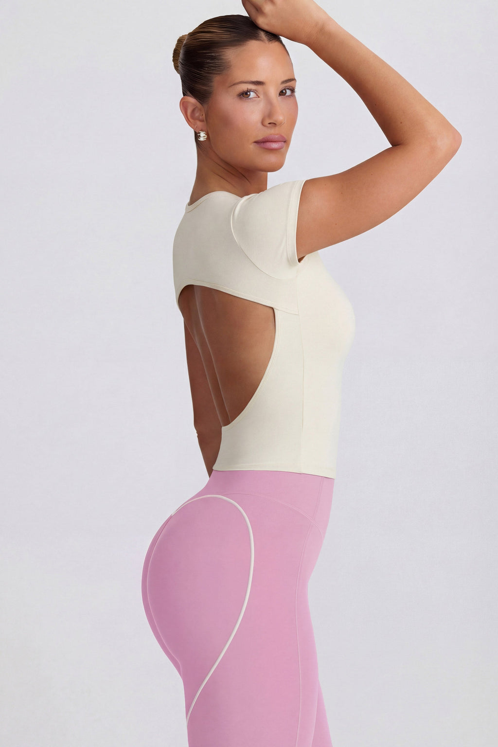 Chic Cut-Out Longline T-Shirt in Oat