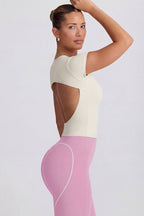 Chic Cut-Out Longline T-Shirt in Oat
