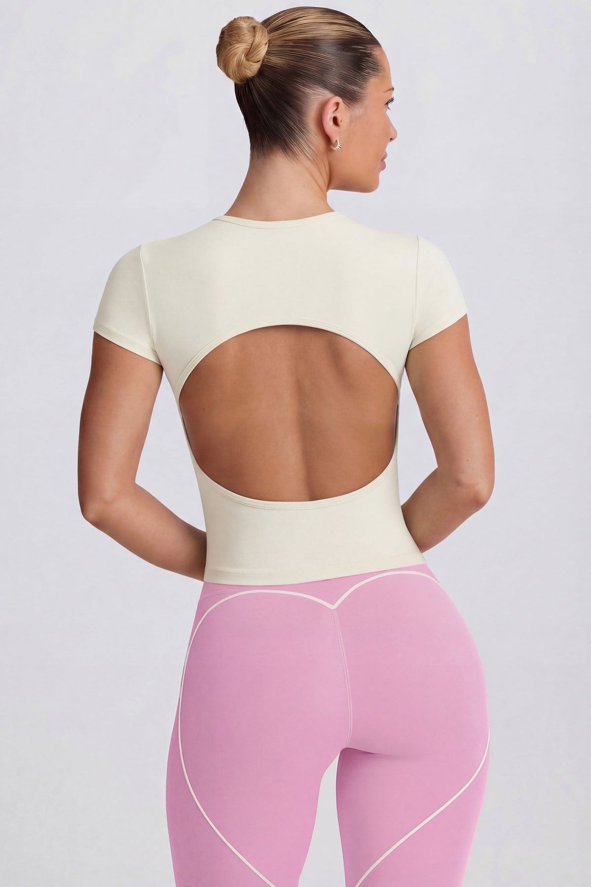 Chic Cut-Out Longline T-Shirt in Oat