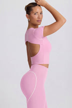 Chic Cut-Out Longline T-Shirt in Dusty Pink