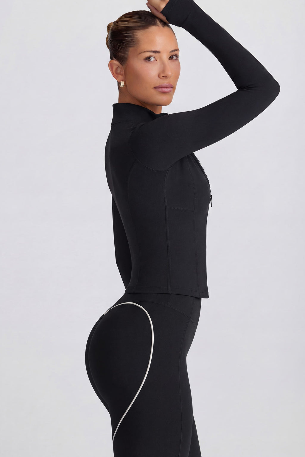 Chic Soft Active Zip-Up Jacket in Black