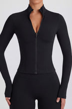 Chic Soft Active Zip-Up Jacket in Black